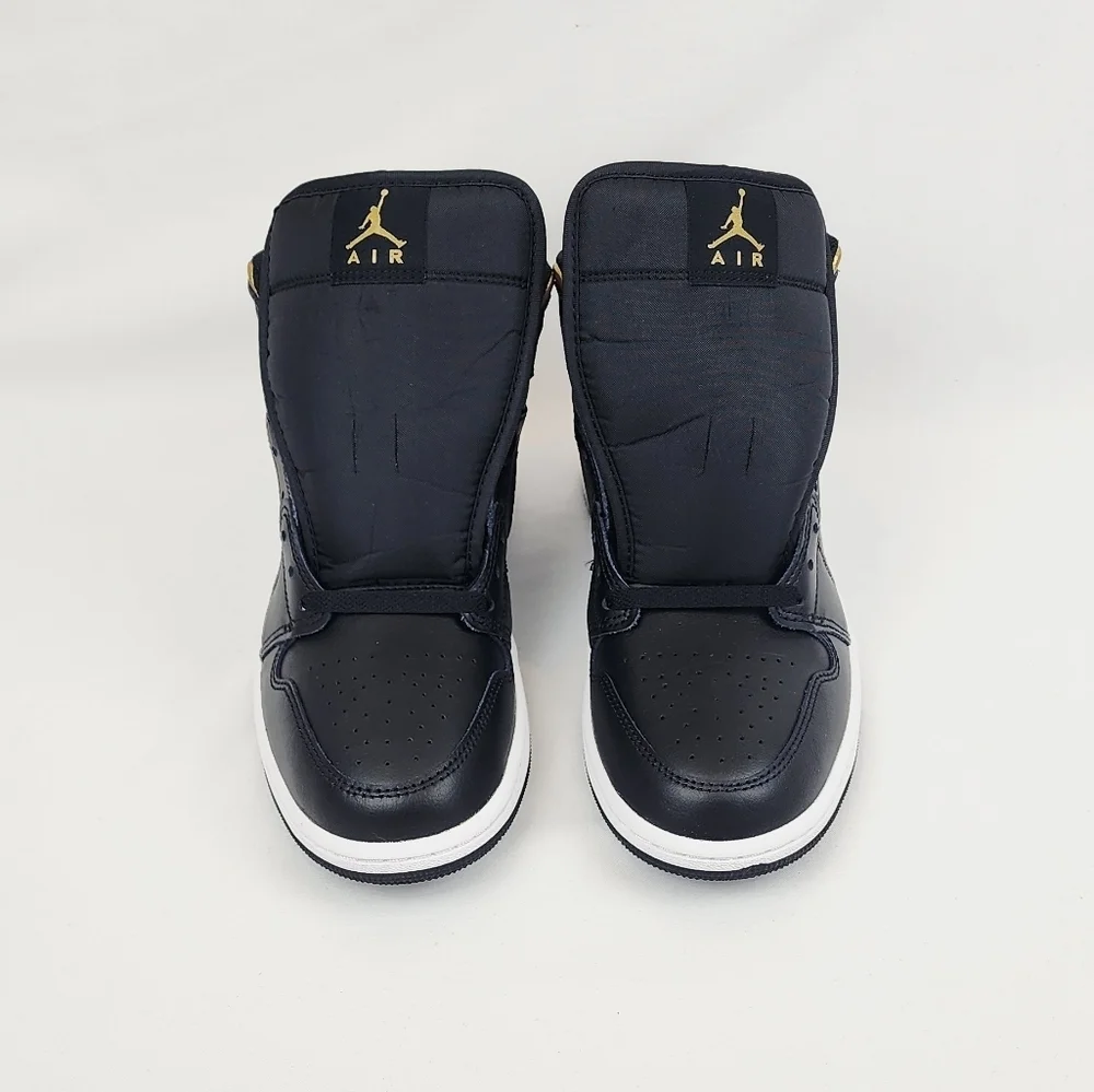 Air Jordan 1 Mid Sneakers Black/White/Metallic Gold